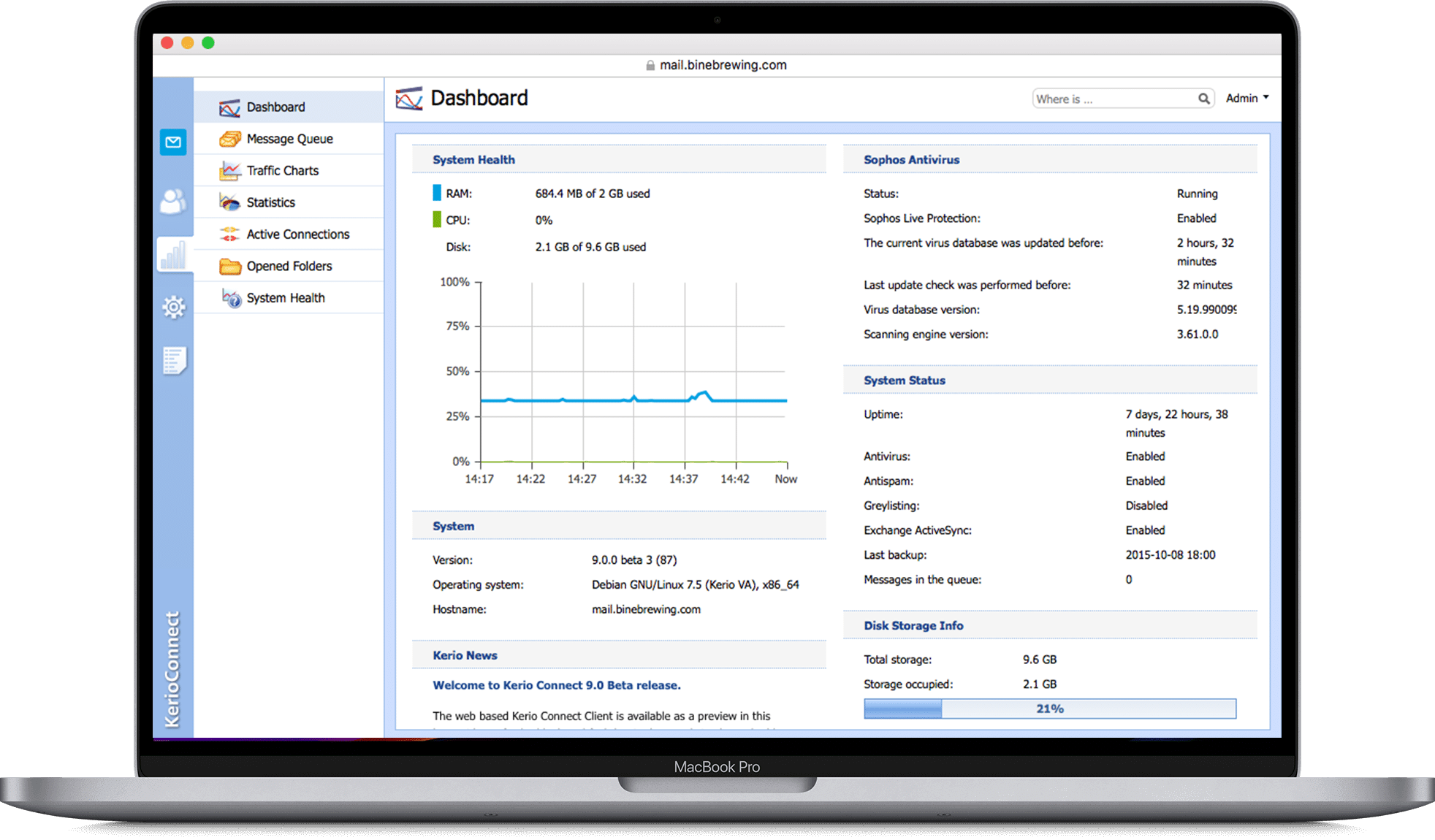 Das Kerio Client Interface ist intuitiv, leicht zu bedienen und besonders für Mac User geeignet